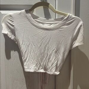 Aerie Offline Ribbed Tie-Detail Open Back White Crop Top